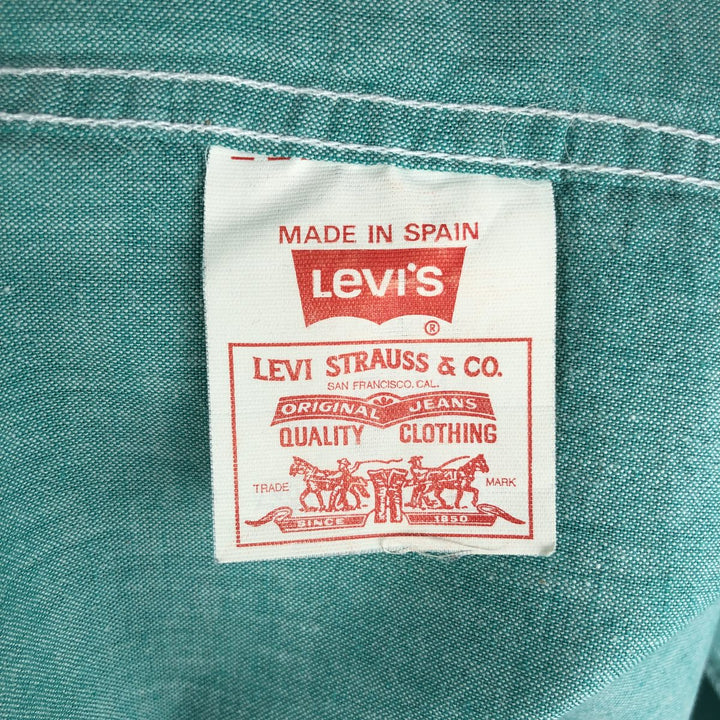 Levi's long-sleeved button-down shirt, made in Spain, men's size L equivalent. cotton green type Vintage Second Hand