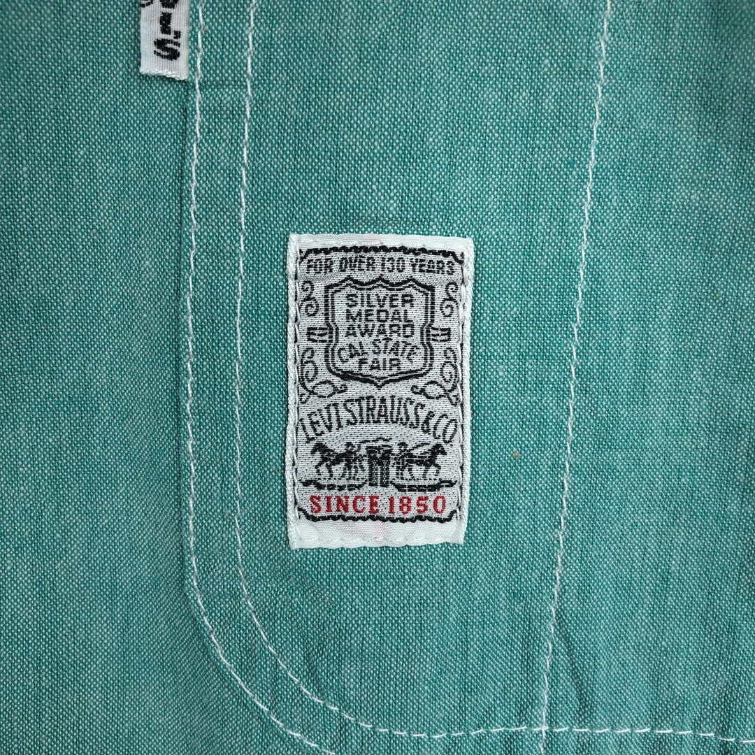 Levi's long-sleeved button-down shirt, made in Spain, men's size L equivalent. cotton green type Vintage Second Hand