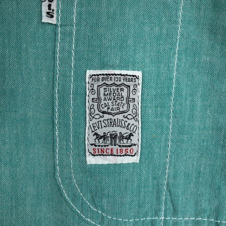 Levi's long-sleeved button-down shirt, made in Spain, men's size L equivalent. cotton green type Vintage Second Hand