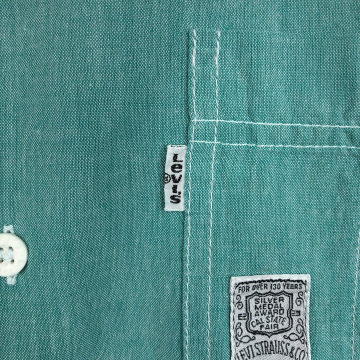 Levi's long-sleeved button-down shirt, made in Spain, men's size L equivalent. cotton green type Vintage Second Hand