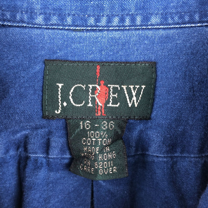 90'S J.Crew Vintage long sleeve button down shirt, size L for men cotton blue type Vintage Second Hand