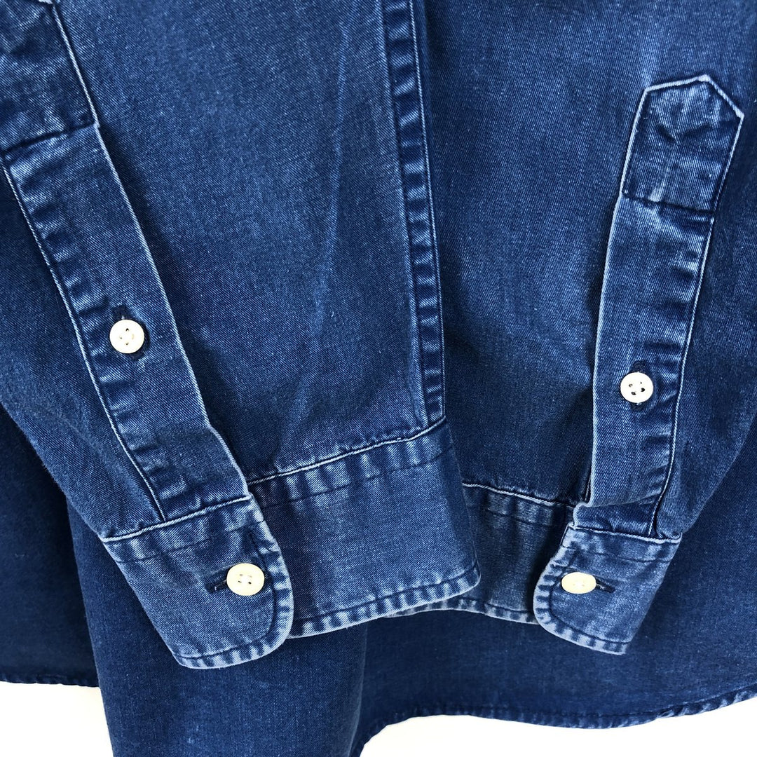 90'S J.Crew Vintage long sleeve button down shirt, size L for men cotton blue type Vintage Second Hand