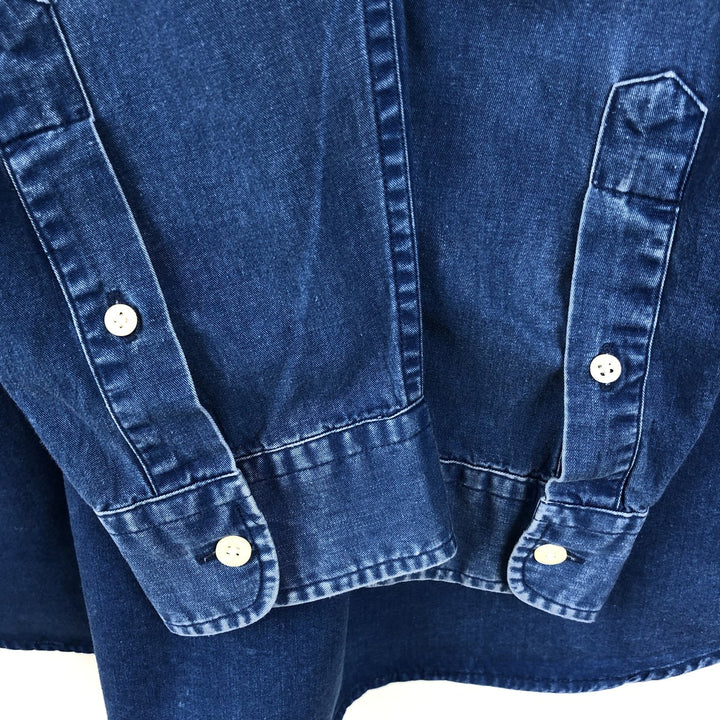90'S J.Crew Vintage long sleeve button down shirt, size L for men cotton blue type Vintage Second Hand