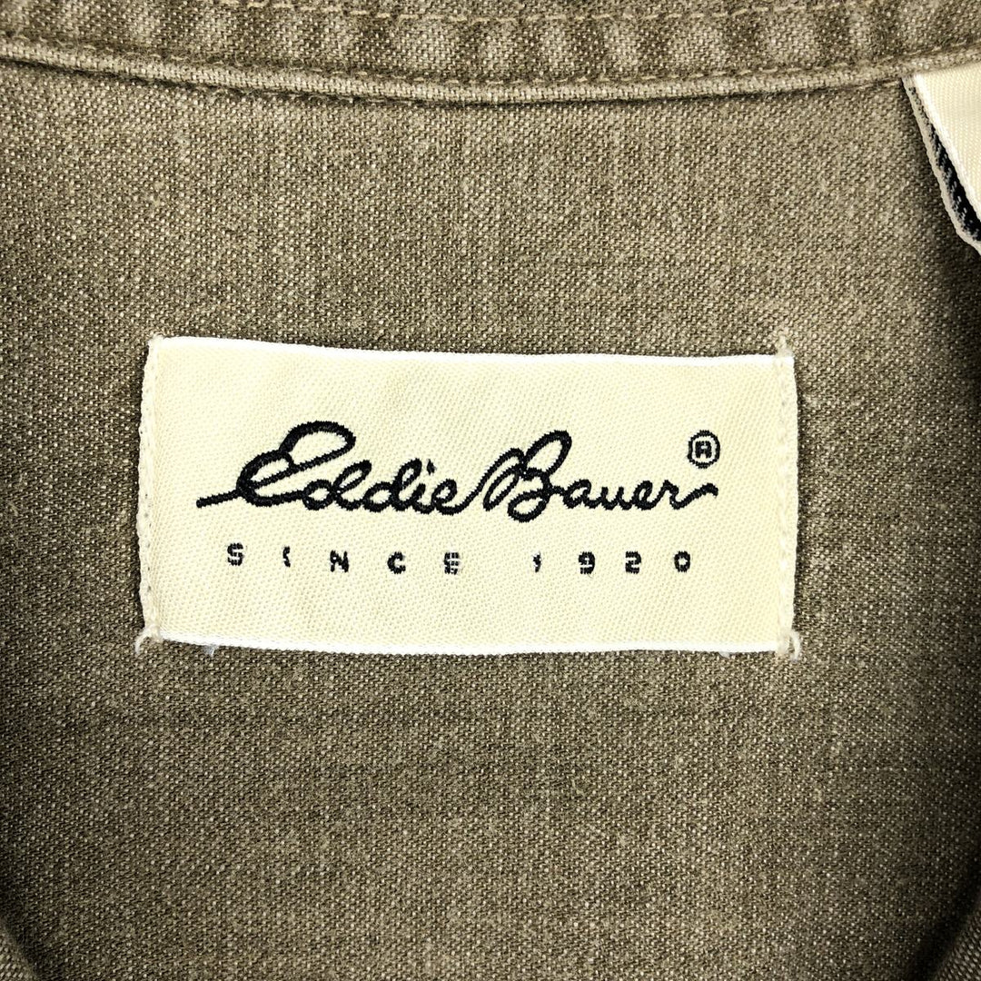 Eddie Bauer long-sleeved cotton shirt, men's size L (approx.) cotton Khaki type Vintage Second Hand
