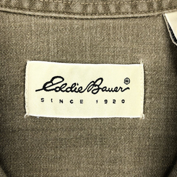 Eddie Bauer long-sleeved cotton shirt, men's size L (approx.) cotton Khaki type Vintage Second Hand