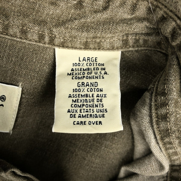 Eddie Bauer long-sleeved cotton shirt, men's size L (approx.) cotton Khaki type Vintage Second Hand
