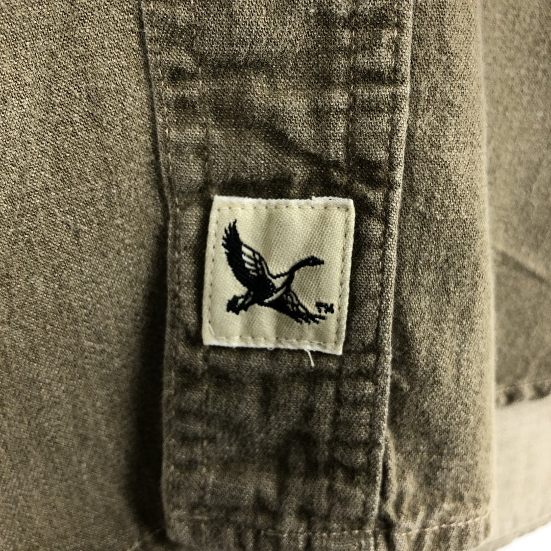 Eddie Bauer long-sleeved cotton shirt, men's size L (approx.) cotton Khaki type Vintage Second Hand