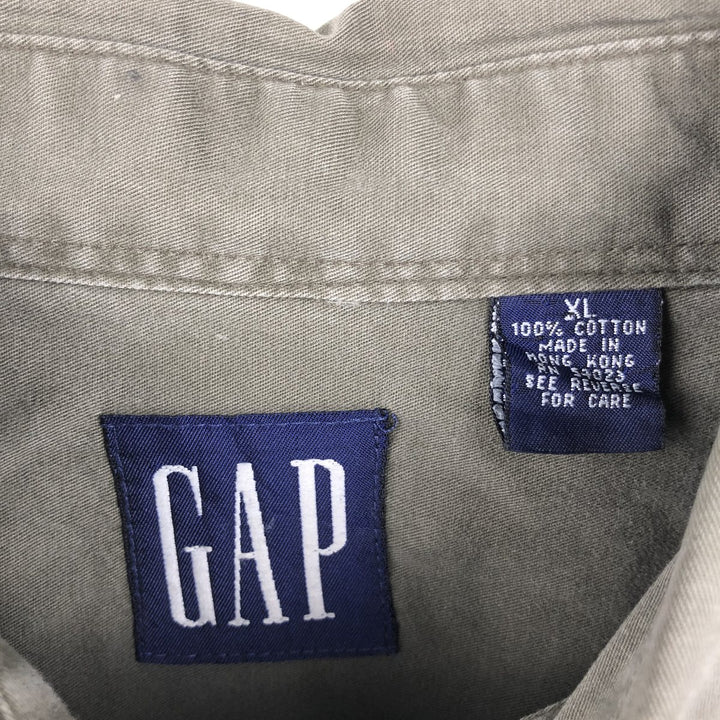 90'S GAP Vintage Long Sleeve Cotton Shirt, Men's XL cotton Khaki type Vintage Second Hand