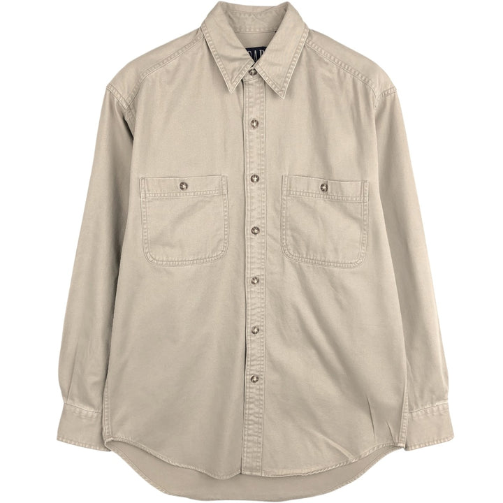 90'S GAP (Old GAP) Long-Sleeve Cotton Shirt, Men's Size S (Equivalent), Vintage cotton Beige type Vintage Second Hand