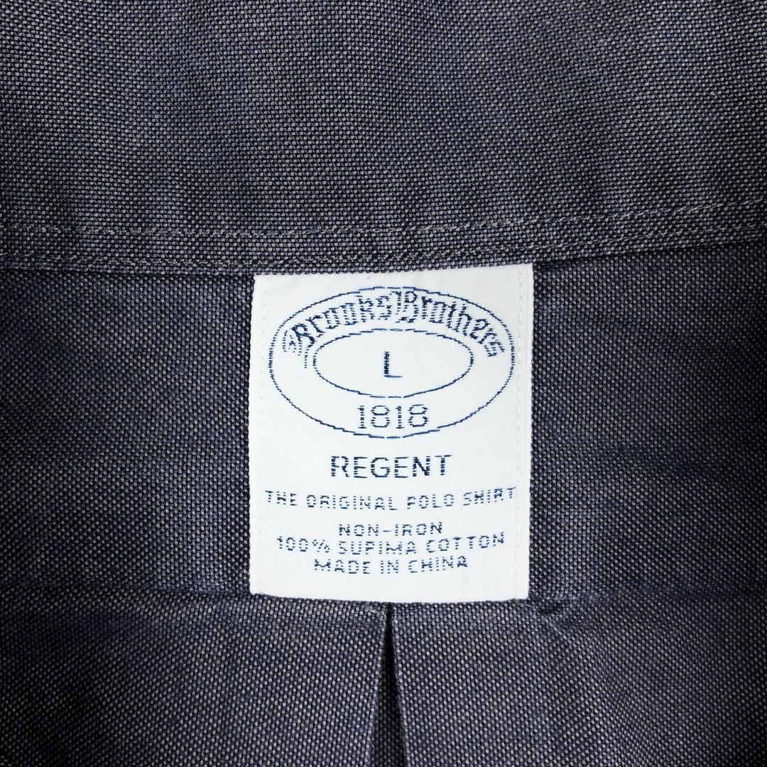 Brooks Brothers 1818 REGENT Long Sleeve Button Down Shirt, Men's Size L Supima Cotton Charcoal Vintage Second Hand