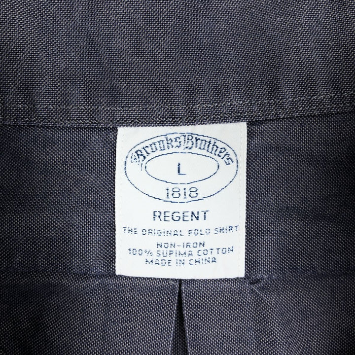 Brooks Brothers 1818 REGENT Long Sleeve Button Down Shirt, Men's Size L Supima Cotton Charcoal Vintage Second Hand