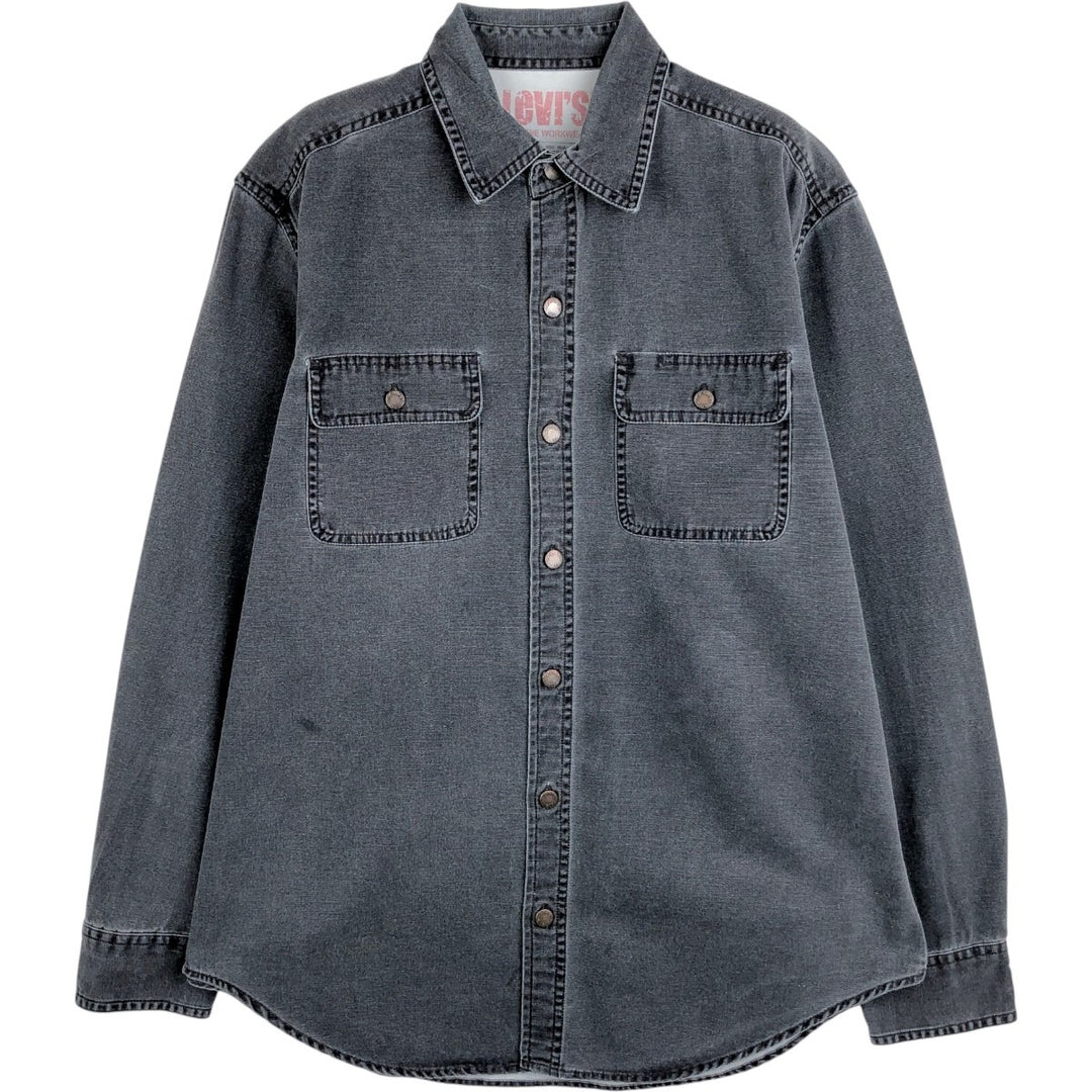 Levi's Genuine Workwear Long-Sleeve Cotton Shirt, Men's Size M (approx.) cotton Charcoal Vintage Second Hand