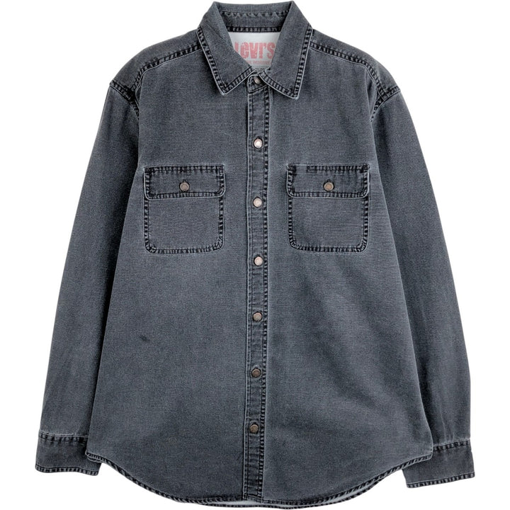 Levi's Genuine Workwear Long-Sleeve Cotton Shirt, Men's Size M (approx.) cotton Charcoal Vintage Second Hand