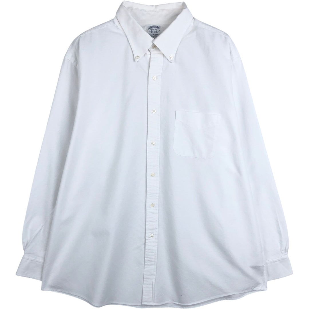 Brooks Brothers Est.1818 Regular Fit Long-Sleeve Button-Down Shirt, Made in USA, Men's Size XL (approx.) cotton white type Vintage Second Hand