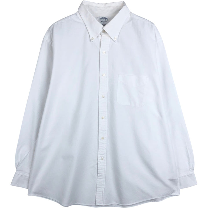 Brooks Brothers Est.1818 Regular Fit Long-Sleeve Button-Down Shirt, Made in USA, Men's Size XL (approx.) cotton white type Vintage Second Hand
