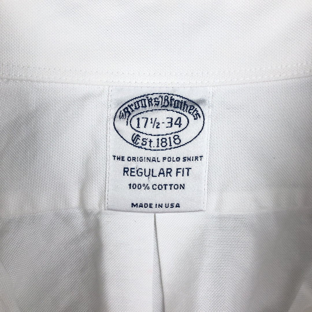 Brooks Brothers Est.1818 Regular Fit Long-Sleeve Button-Down Shirt, Made in USA, Men's Size XL (approx.) cotton white type Vintage Second Hand