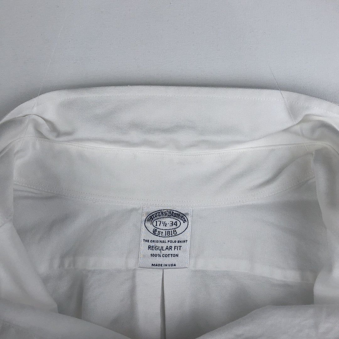 Brooks Brothers Est.1818 Regular Fit Long-Sleeve Button-Down Shirt, Made in USA, Men's Size XL (approx.) cotton white type Vintage Second Hand