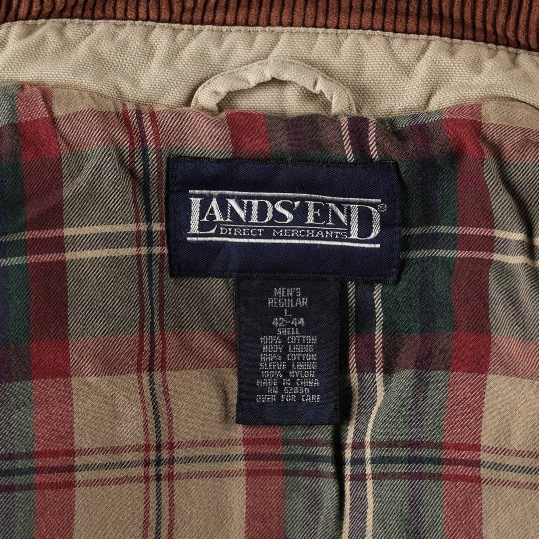 1980'S Lands' End duck hunting jacket, men's size L (approx.) cotton Khaki type beige Vintage Second Hand