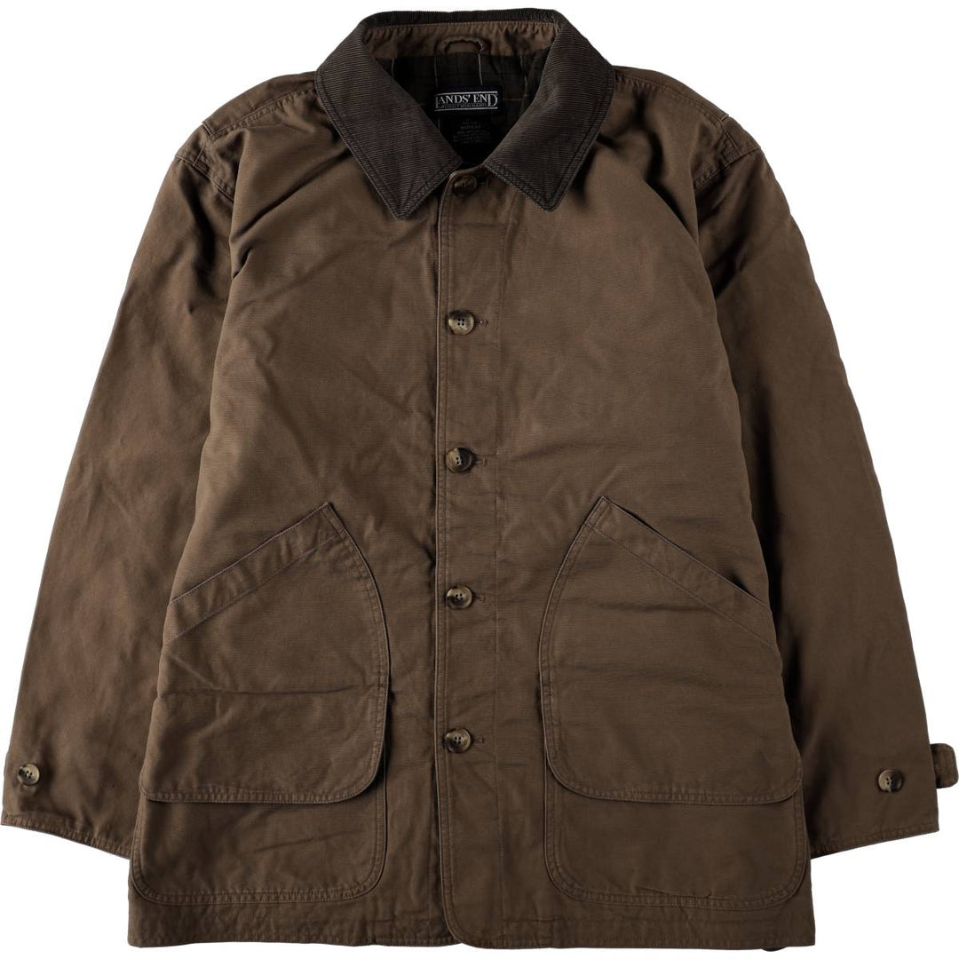 80s-90'S Lands' End hunting jacket, men's size XL (approx.) cotton brown type Vintage Second Hand