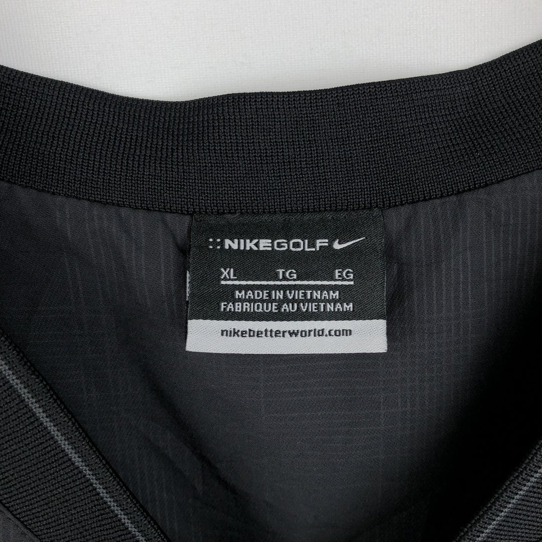 Nike Golf Check Pattern V-Neck Warm-Up Pullover, Men's Size XL polyester black type Vintage Second Hand