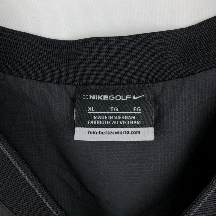 Nike Golf Check Pattern V-Neck Warm-Up Pullover, Men's Size XL polyester black type Vintage Second Hand