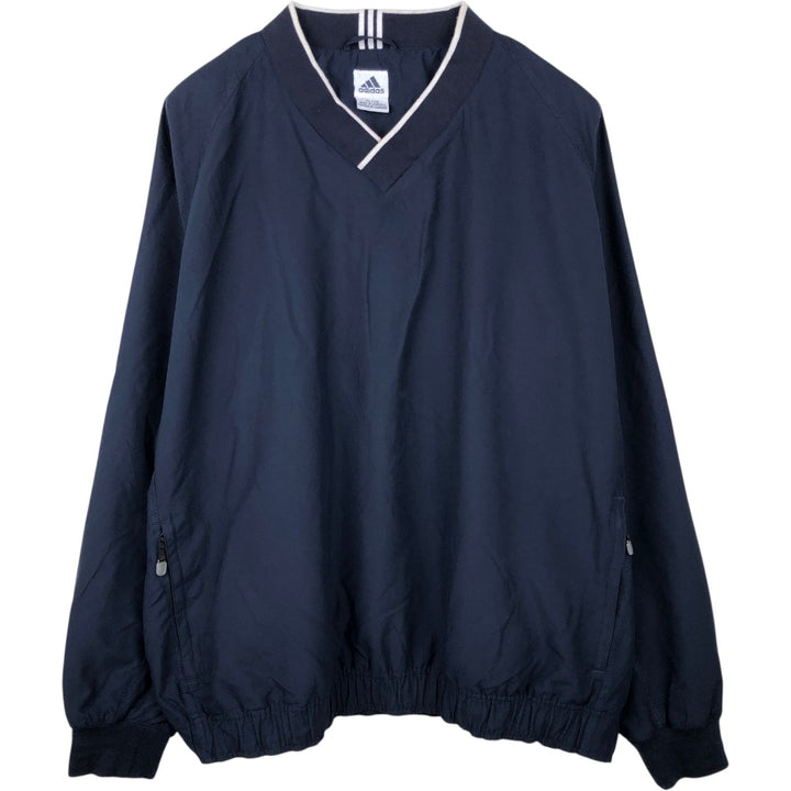 2000'S adidas CLIMASHELL WIND V-neck warm-up pullover, men's size XL polyester navy blue type Vintage Second Hand