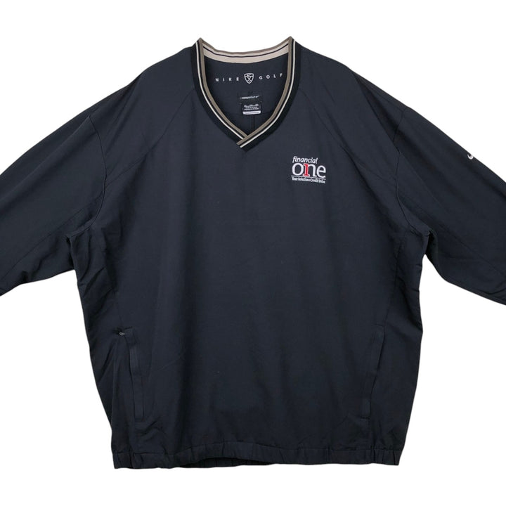Big Size Nike Golf V-Neck Warm-Up Pullover (Men's XXXL equivalent) polyester black type Vintage Second Hand