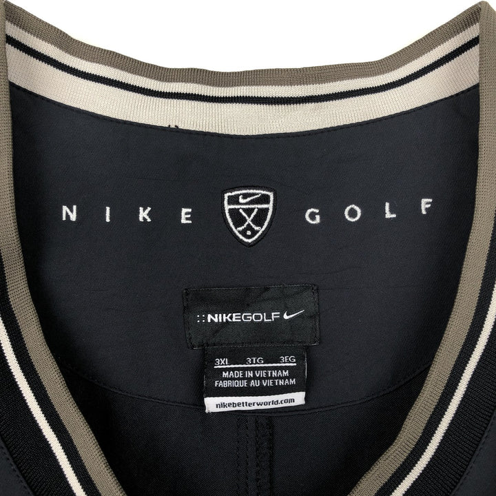 Big Size Nike Golf V-Neck Warm-Up Pullover (Men's XXXL equivalent) polyester black type Vintage Second Hand
