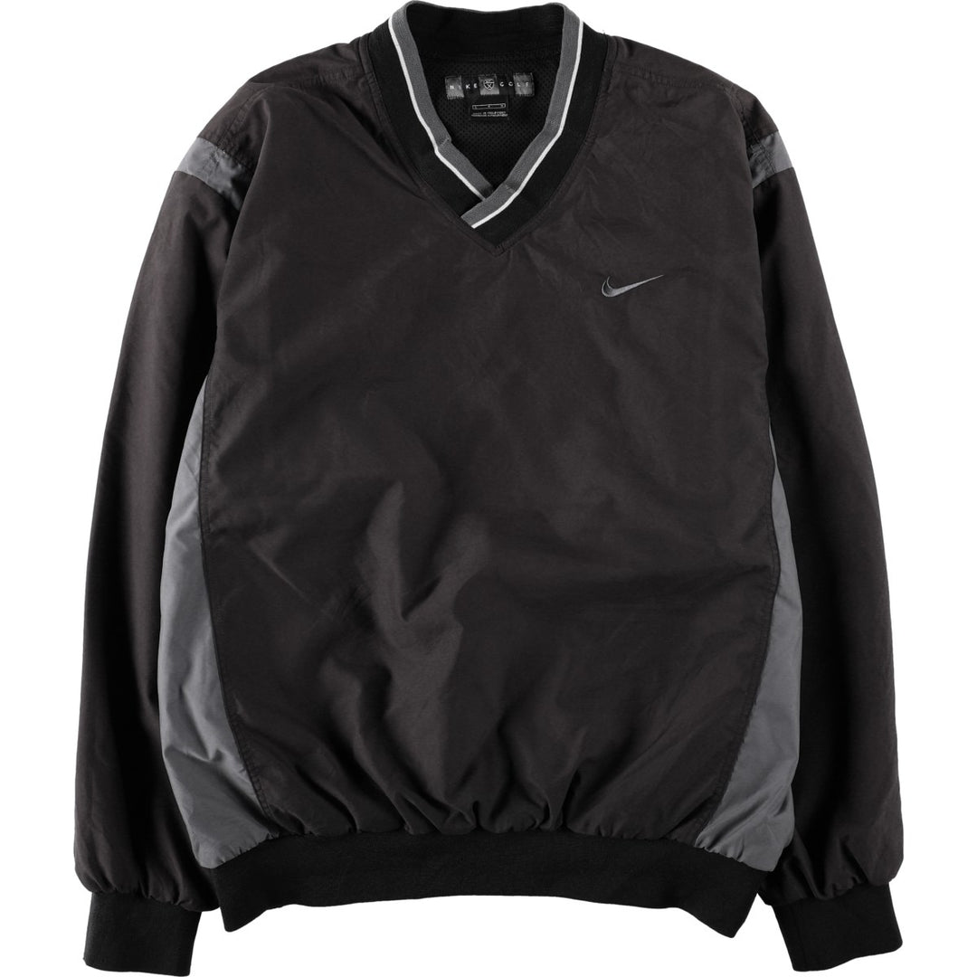 Nike Golf V-neck warm-up pullover, men's size L polyester black type Vintage Second Hand