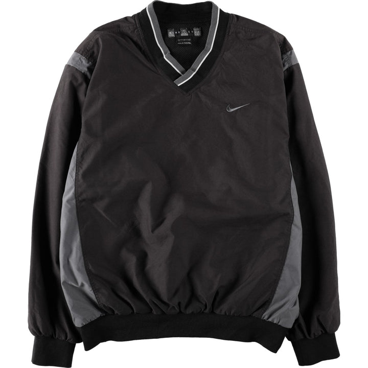 Nike Golf V-neck warm-up pullover, men's size L polyester black type Vintage Second Hand