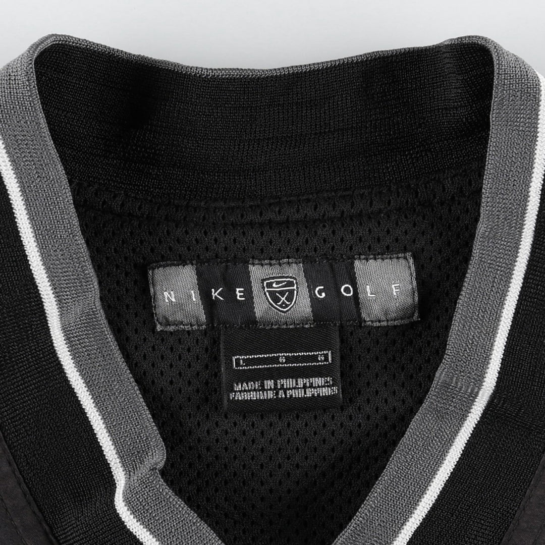 Nike Golf V-neck warm-up pullover, men's size L polyester black type Vintage Second Hand
