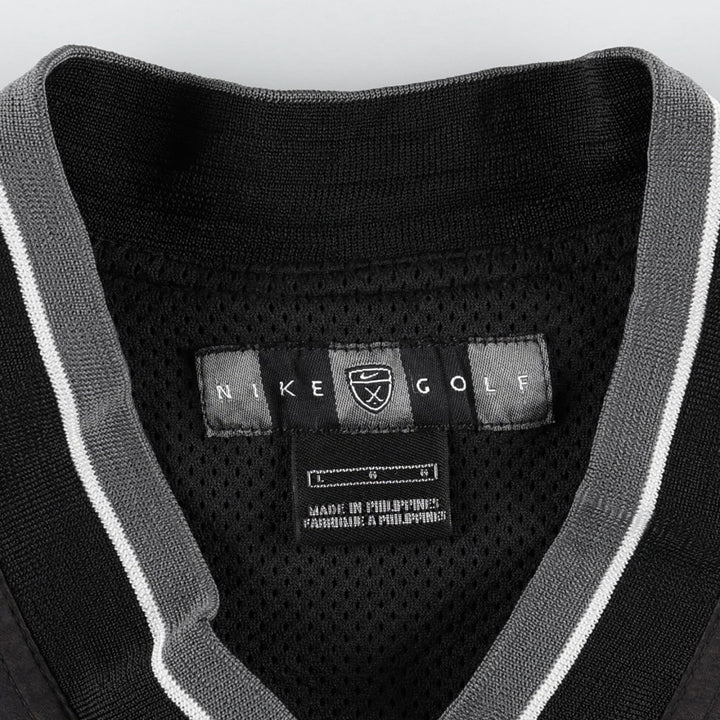 Nike Golf V-neck warm-up pullover, men's size L polyester black type Vintage Second Hand