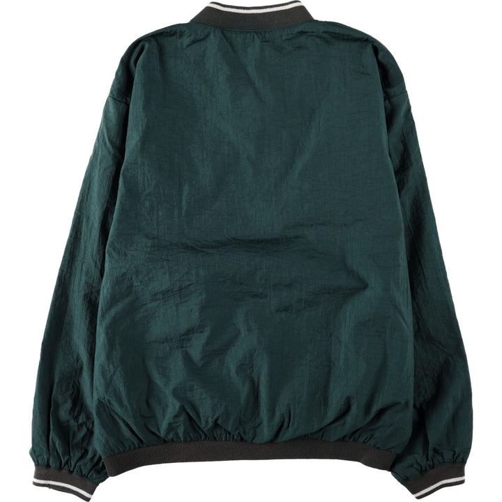 90'S Reebok V-neck nylon pullover, men's size M, vintage Nylon dark green Vintage Second Hand