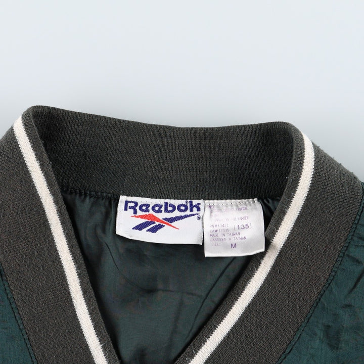 90'S Reebok V-neck nylon pullover, men's size M, vintage Nylon dark green Vintage Second Hand