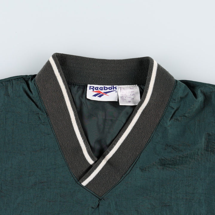 90'S Reebok V-neck nylon pullover, men's size M, vintage Nylon dark green Vintage Second Hand