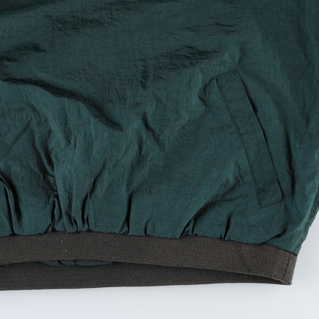90'S Reebok V-neck nylon pullover, men's size M, vintage Nylon dark green Vintage Second Hand