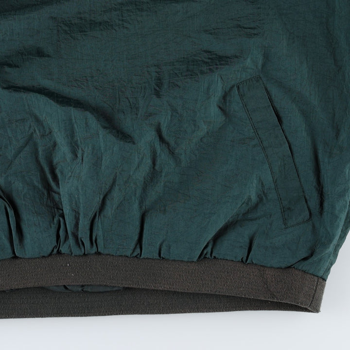 90'S Reebok V-neck nylon pullover, men's size M, vintage Nylon dark green Vintage Second Hand