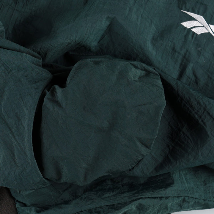90'S Reebok V-neck nylon pullover, men's size M, vintage Nylon dark green Vintage Second Hand