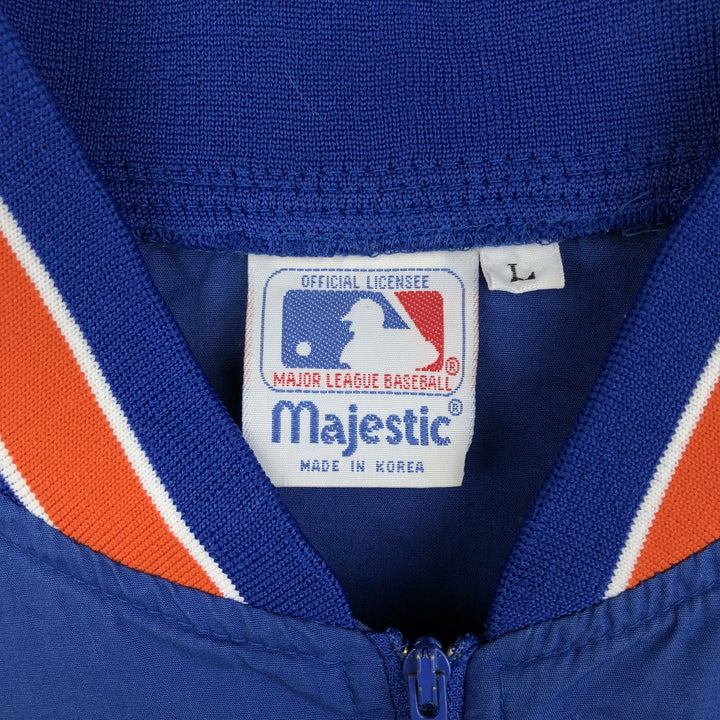 90s-00'S Majestic MLB New York Mets Half-Zip Warm-Up Pullover, Men's Size L (approx.) unclear blue type Vintage Second Hand