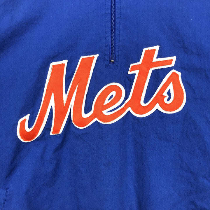 90s-00'S Majestic MLB New York Mets Half-Zip Warm-Up Pullover, Men's Size L (approx.) unclear blue type Vintage Second Hand