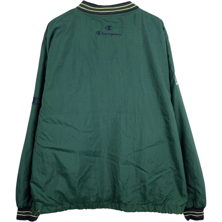 90'S Champion Notre Dame University Fighting Irish V-neck College Nylon Pullover (Men's Size M) Nylon Green type dark green Vintage Second Hand