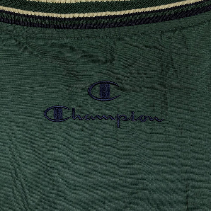 90'S Champion Notre Dame University Fighting Irish V-neck College Nylon Pullover (Men's Size M) Nylon Green type dark green Vintage Second Hand