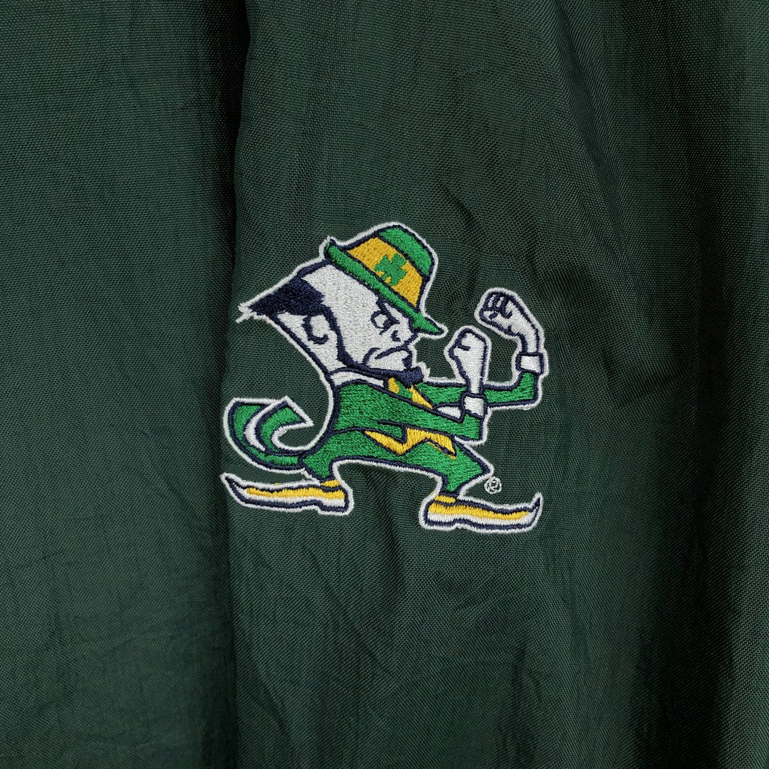 90'S Champion Notre Dame University Fighting Irish V-neck College Nylon Pullover (Men's Size M) Nylon Green type dark green Vintage Second Hand