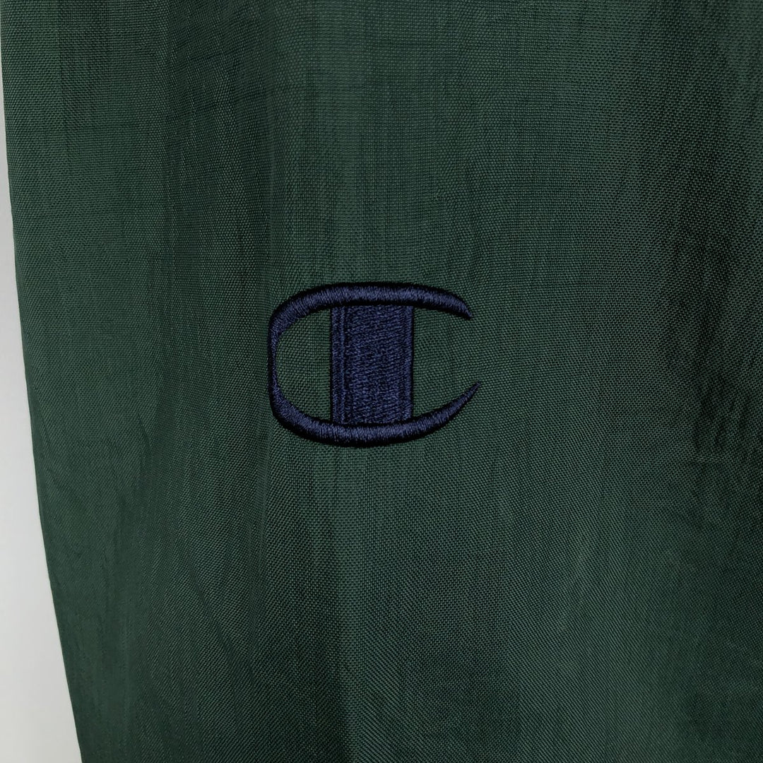 90'S Champion Notre Dame University Fighting Irish V-neck College Nylon Pullover (Men's Size M) Nylon Green type dark green Vintage Second Hand