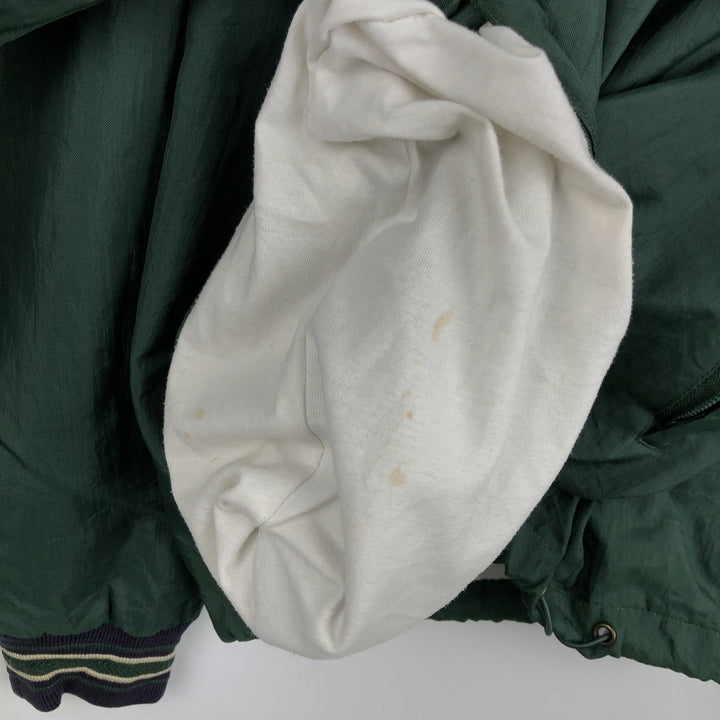 90'S Champion Notre Dame University Fighting Irish V-neck College Nylon Pullover (Men's Size M) Nylon Green type dark green Vintage Second Hand