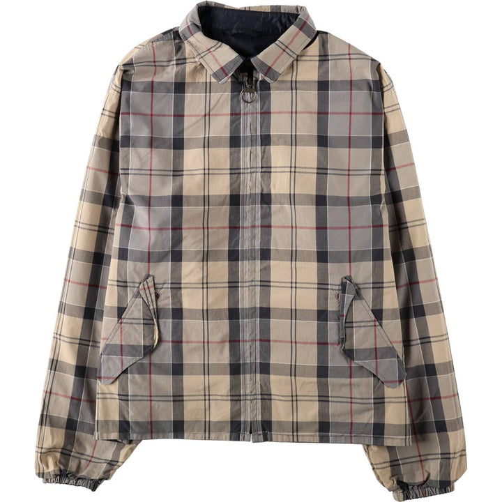 Barbour Reversible Harrington Tartan Check 3-Warrant Swing Top Sport Jacket, Men's XXL (approx.) polyester navy blue type Vintage Second Hand
