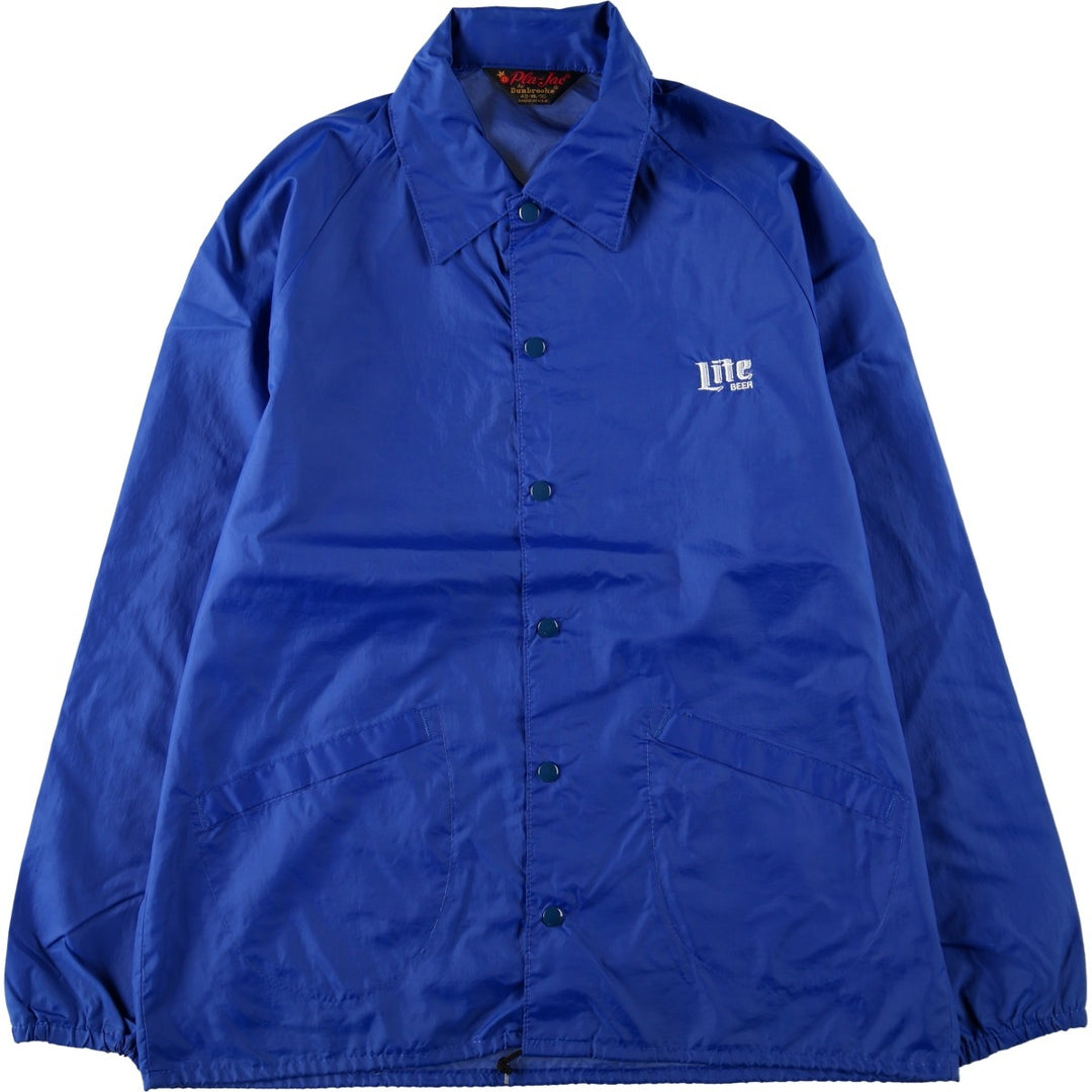 Dunbrooke Pla-Jac Miller Light Beer Advertising Coach Jacket, Made in USA, Men's XL equivalent, Vintage. Nylon blue type Vintage Second Hand