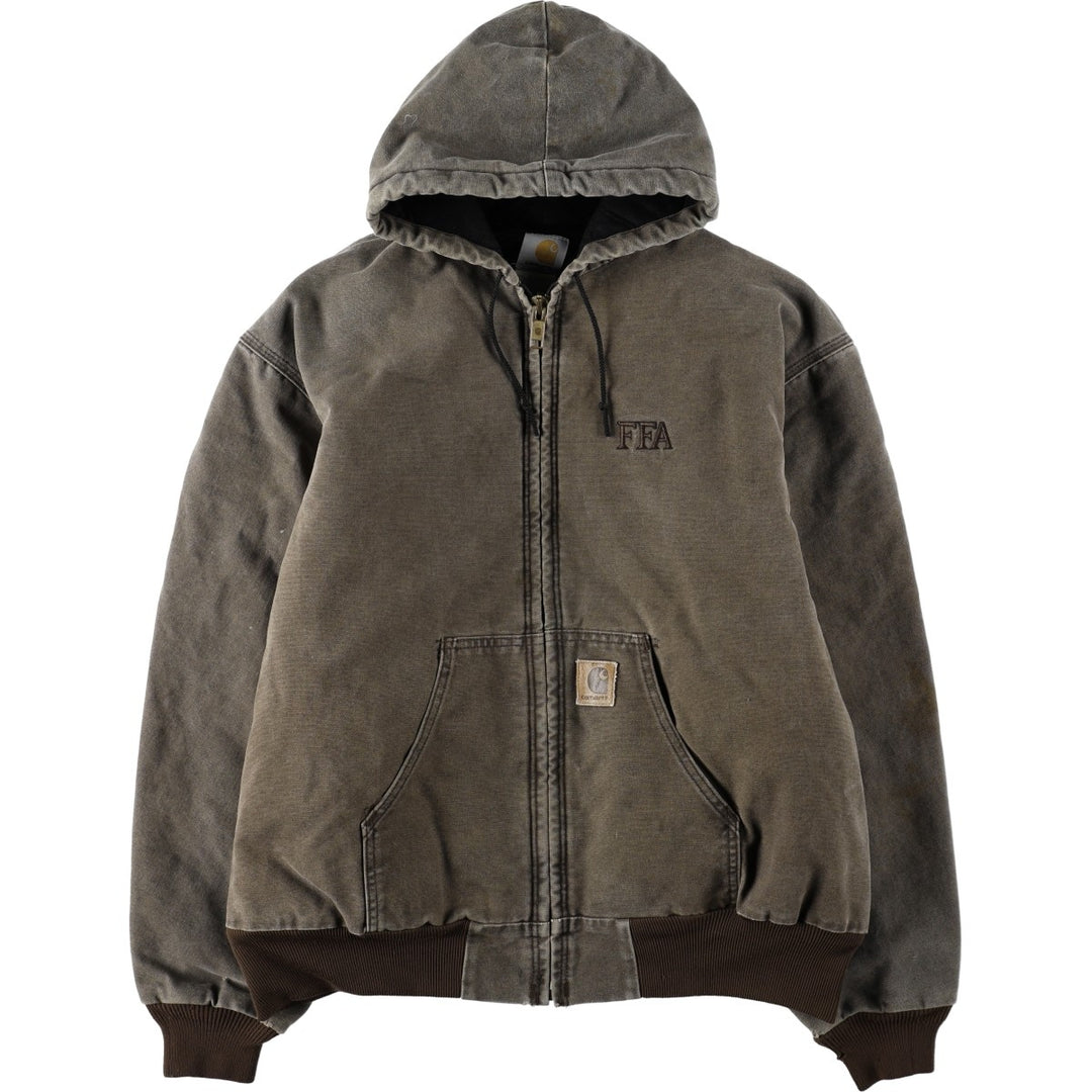 2000'S Carhartt Active Jacket FFA Insulated Duck Full-Zip Hoodie Men's XXL equivalent cotton dark chocolate Vintage Second Hand