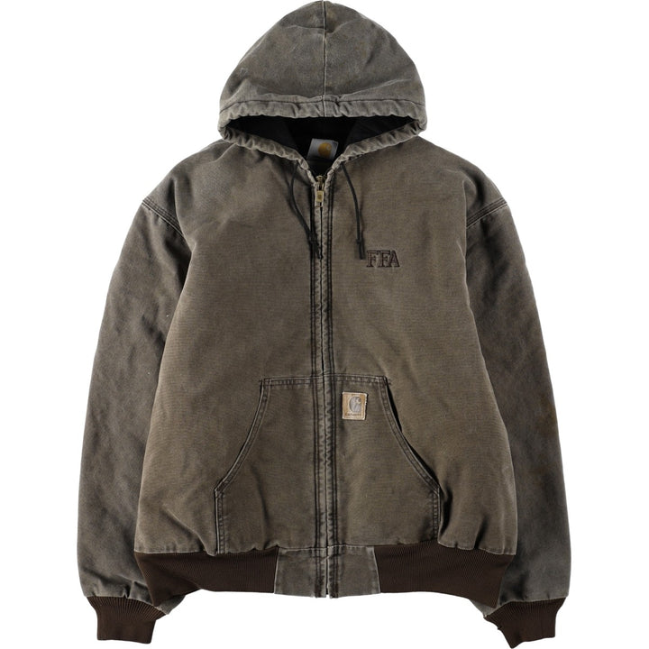 2000'S Carhartt Active Jacket FFA Insulated Duck Full-Zip Hoodie Men's XXL equivalent cotton dark chocolate Vintage Second Hand