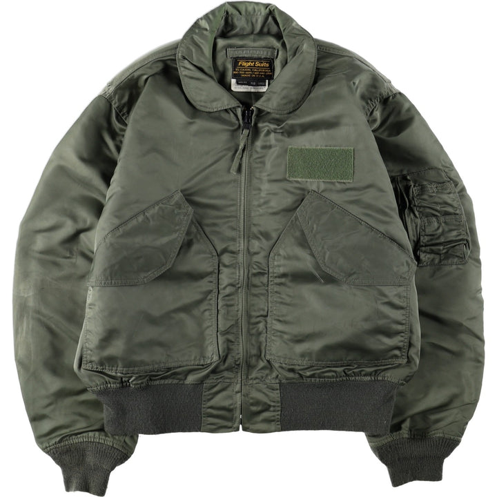 80s-90'S Civilian Flight Suits Military Flight Jacket, Made in USA, Women's Size L (Equivalent), Vintage Nylon Khaki type Vintage Second Hand